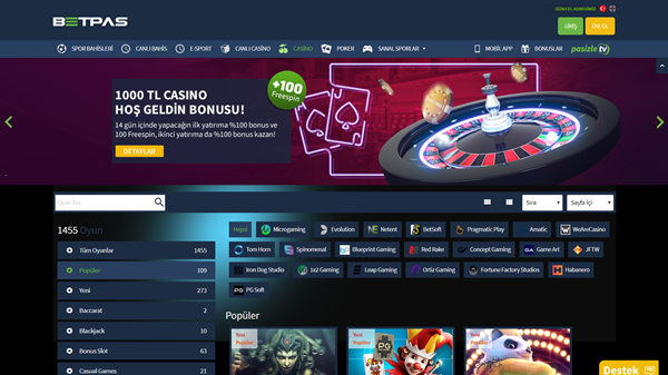 Betpas Casino İlk Üyelik Bonusu 1.000 TL
